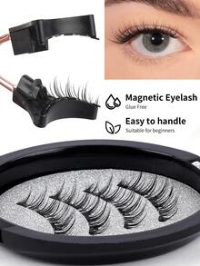 1 Pair CC Curl Eyelashes Natural Look, Reusable Magnetic Eyelashes With Applicator, No Glue Needed Magnetic Eyelashes Magnetic Lashes Kit, Easy To Wear And Remove,Natural Looking, 3D Natural Spiky Manga Lashes Fluffy Wispy Soft Lashes Fake Eyelashes False Eyelashes Strip,Natural Soft Eyelash Criss Cross Wispy Fluffy Lashes,Naturally Slender, Curled And Enlarged Eyes,For Women To Use Travel, Party For Parties Travel School Daily Work Etc - 黑色 - 查看 2
