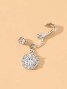 CIZME 1pc Non-Piercing Navel Ring With Round Cubic Zirconia Fake Sexy Belly Button Ring For Women - Clear - View 3