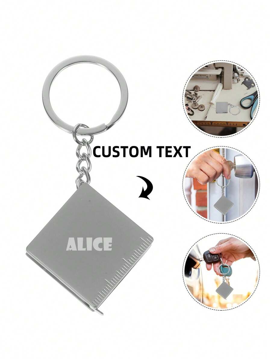 Spersonalizowany tekst, spersonalizowany, zwijany brelok ze stali nierdzewnej, kompaktowy i trwały, codzienny przyrząd pomiarowy