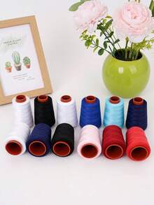 Set de 3 hilos de coser de poliéster: colores regulares mezclados para costura en el hogar, 402 carretes pequeños de hilo para máquina de coser y costura a mano (800 yardas cada uno) - Multicolor - Ver 4