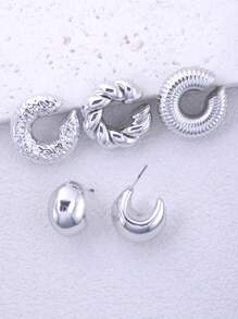 5 stuks overdreven gepersonaliseerde C-vormige spiraalvormige cilindrische holle grote clip-on oorbellen, statement oorbellenset voor dames, geschikt voor dagelijks gebruik, feesten en bruiloften