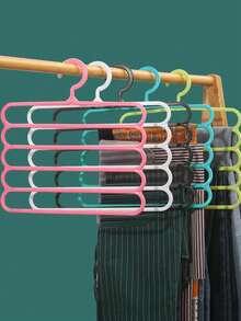 5层衣架裤架发夹收纳架大容量粗头衣架壁挂式发夹衣架男女通用节省空间 - 彩色 - 查看 1