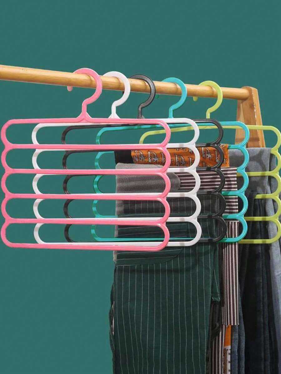 5层衣架裤架发夹收纳架大容量粗头衣架壁挂式发夹衣架男女通用节省空间 - 彩色 - 查看 1
