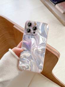 1pc High-End Bright Gradient Texturized Pattern Matte Frosted Anti-Drop Mobile Phone Case Compatible With Apple/Redmi/Infinix/Vivo - Pink - View 7