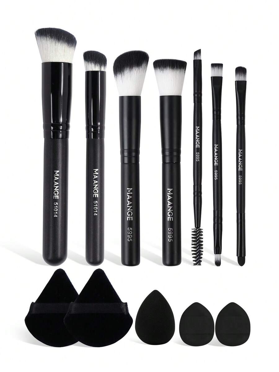 MAANGE 12 Pcs Makeup Tool Set With 7pcs Makeup Brush Set+5pcs Powder Puff Accessories,Blush Brush Foundation Brush Eyeshadow Brush Eyelash Brush Eyebrow Brush Lip Brush Contour Brush Loose Powder Brush Concealer Brush Makeup Tools,Brush Set,Makeup Brush Kit,Make Up Brush Set,Make Up Set Complete,Makeup Brush Set,Complete Makeup Kit,Brush Kit,Brushes Makeup Set,Makeup Gift Set,Set,Giveaways,Professional Makeup Brushes,Complete Makeup Set