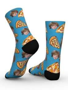 Novelty Custom Face Socks,Crazy Fun Food Socks, Photo Socks Personalized, Photo Socks With Pizza Fun Gifts,Fun Gifts For Couples, Valentine's Day, Birthdays And Special Occasions, Fun Socksfun Gifts For Couples, Valentine's Day, Birthdays And Special Occasions, Fun Socks. - Blue - View 4