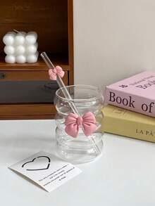 Butterfly Princess Series Glass Straw Cup - Coffee Straw Cup, Bubble Tea Straw Cup With Bowknot Glass Straw - Excellent Choice For Holiday/Birthday Gifts! - Multicolor - View 11