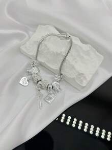 Silver Bracelet And Vivara Jewelry Silver With Pendant Bath With Varnish Gift Send Random Pendant Color - Bạc - Xem 2