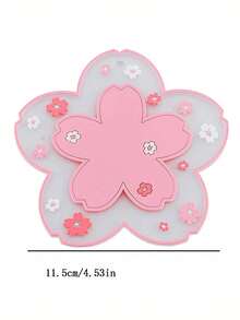 2pcs Cherry Blossom Silicone Cup Coaster PVC Dining Table Mat Heat Insulation Pad Bowl Pad - Multicolor - View 2