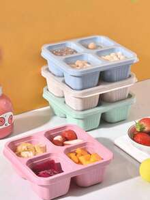 4-Compartment Reusable Food Storage Container, Candy Nut Airtight Lunch Box, Suitable For Meal Prep, Snack Making, Divided Bento Box, Ideal For School, Cafeteria, Home And Camping, Great For Teens And Office Workers, Back To School Essential - Multicolor - View 13