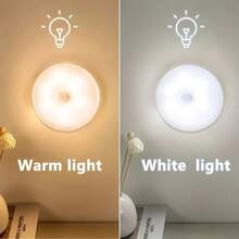 1 件/3 件/6 件运动传感器 LED 夜灯,USB 可充电橱柜灯,白光/暖白光,适用于卧室床边、厨柜衣柜灯、楼梯墙壁装饰、走廊灯(250mAh) - 白色帶撥動開關 - 查看 8