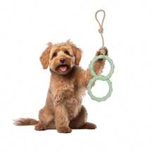 Neue Makronen-farbige Haustierspielzeuge mit Sisalseil Doppelringen zum Kauen, strapazierfähiges Tauziehen Haustierspielzeug