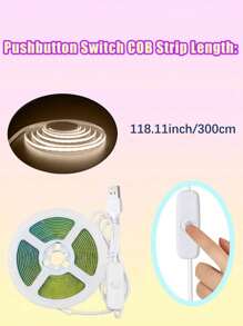 1pc 3.28ft-16.4ft LED Light Strip, 320 LEDs/M, Button Control, 3 Color Temperature Options, Suitable For Party, Room, Kitchen, Home TV, Household Decoration
