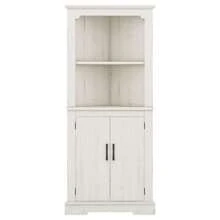 Armario de esquina alto con puertas para la sala de estar, el baño, el comedor o la cocina - Beige + Tablero de partículas + MDF - Ver 11