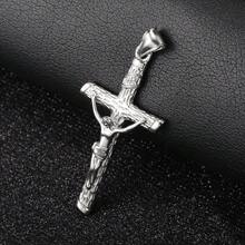 Trendsmax Silver Color Stainless Steel Jesus Christ Cross Pendant Necklace With Box Chain Summer Jewelry For Men Women 18inch - 18" Box Chain - 查看 5
