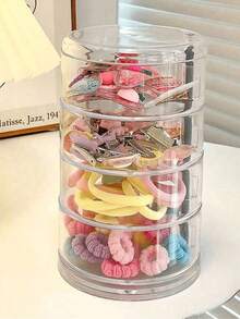 Caixa de Armazenamento de Joias Giratória de 3/4/5 Andares, Organizador de Joias Giratório de 360 Graus, Suporte de Exibição de Joias, Organizador de Vaidade, Organizador de Cosméticos - Caixa de Armazenamento de Joias Giratória, Caixa de Acessórios Giratória de 360 Graus, Caixa de Joias Giratória Transparente, Suporte de Exibição de Joias, Organizador de Mesa, Suporte de Exibição de Cosméticos para Armazenar Pequenas Joias, Adequado para Colares, Brincos, Pulseiras e Faixas de Cabeça