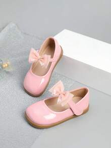 1 Pair Beautiful Girls Bow Flat Shoes, Suitable For Spring & Summer - Pink - View 1