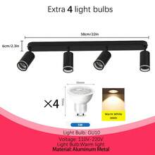 Decorative Ceiling Mounted Linear Track Lighting, Wall Decor, Living Room Decor, Single/Double/Triple/Quad Head Aluminum Spotlight With GU10 Lamp Holder, Vintage Style, With Or Without Bulbs, Easy Installation, Hardwired, Suitable For Exhibition Hall/Reading Room/Dining Room/Bar/Bedroom/Cafe/Dining Hall/Clothing Store/Living Room, Available In Multiple Sizes As Needed - Ceiling Chandelier GU10 Lamp Holder - View 50