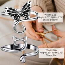 2 Pieces Crochet Rings For Crocheting Cute Yarn Guide Knitting Ring For Finger Adjustable Yarn Tension Ring Crochet Supplies