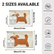 1 Pc Cartoon Dog Striped Bath Mat, Non-Slip Absorbent Flannel Rug, Machine Washable Polyester Blend, Rectangular Bathroom Floor Mat, Bedroom Bedside Rug, Living Room Area Rug, Home Decoration Rug Carpet Rugs Door Mat Room Decor Carpet For Living Room Kitchen Rug Bedroom Decor Blankets And Throws Rugs For Bed Room Bathroom Decor Room Decoration Stuff Living Room Decor Office Decor House Decor Home Decor Living Room Bathroom Rug Room Decor Aesthetic