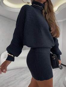 Cacharrel Long Sleeve Knit Set And Short Skirt - 黑色 - 查看 2