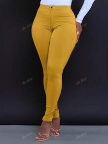 Pantalon pour femmes, couleur unie, taille élastique, design de poche, décontracté, adapté pour la vie quotidienne et les déplacements