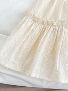 可爱女孩荷叶边公主裙,带衬里,夏季风格 - 杏色 - 查看 5