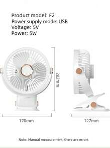 1 pieza Ventilador mini con clip y iluminación, accesorio de enfriamiento de verano, portátil para viajes/campamento/dormitorio, lámpara con clip USB para escritorio de oficina