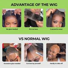 bling hair Glueless Human Hair Wigs, Pre Plucked, 180% Density, Human Hair Wigs, Glueless Wear And Go 9x6, 6x4, 5x5 Closure Wigs, Pre Cut, Body Wave 13x4 13x6 Lace Front Human Hair Wigs - SNatural - 查看 6