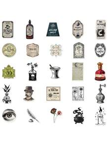 50pcs Vintage Gothic Potion Labels Magic Potion Stickers Laptop Luggage Scrapbook Room Decoration Diy Creative Stickers,School Supplies,Back To School