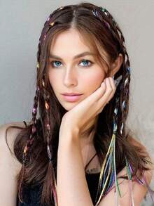 Colorful Hair Ties, Durable Rainbow Hair Ties, Fashionable Ombre Braiding Hair Ties, Pride Month Colored Hair Ties, Suitable For Braiding, Wrapping Hair Ties, DIY Hairstyling Accessories, Ideal For Daily, Casual, Sports, Party, Holiday, Makeup, Bridesmaid, Wedding, Mother's Day, Graduation, Christmas Gifts, Also Can Be Used As Headband, Sweatband, Scarf, Soft Headband For Autumn/Winter - Multiple Styles - View 2