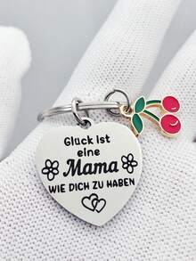 1pc Mother's Day Quote Keychain With Adorable Cherry Accessories, Warm Gift For Mother - Steel - View 5
