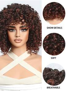 Fluffy Small Curly Wig Gradient Brown Wig 12-Inch Short Curly Wig Synthetic Heat Resistant Fiber Wig Ladies Wig Perfect For Holiday Travel Family Gatherings Everyday Wear Use - 漸層棕色 - 查看 7