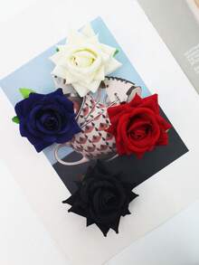 2 piezas Clips de pelo con diseño de rosa de moda, hechos de fibra de poliéster, lindos, adecuados para uso diario, maquillaje, fiestas, y apropiados para todas las estaciones, incluyendo Halloween - A - Ver 6