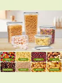 30pcs Large Airtight Food Storage Container Set With Lid, Effective Leak Proof & Keeps Food Dry, RV Kitchen, Refrigerator & Pantry Storage Set For Cereal, Spaghetti, Flour & Sugar,  Without Battery - Black and White - View 5