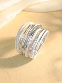 1件波西米亚风多层缠绕手链，时尚度假配饰，撞色磁扣，大胆嬉皮摇滚风格，男女皆宜，宽手镯设计，完美女性配饰