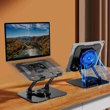 Supporto con raffreddamento Klack multifunzionale per tablet e laptop, supporto da scrivania regolabile e pieghevole - Consegna in 24/48 ore. - nero - Visualizzare 2