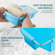 Silicone Freezer Tray With Lid 2 Pack Silicone Freezer Molds - Large Ice Cube Tray - Makes 4 Perfect 2 Cup Portions Meal Prep Containers- Oven & Dishwasher SafeWXH