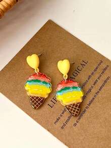 1pair Cute Ice Cream Drop Earrings For Women For Daily Decoration - Summer Ice Cream Series - View 8