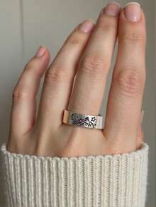 Letter Engraved Ring - Antique Silver - View 4