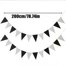 Black And White Flags, Plastic Ribbons, Versatile Party Decorations, Suitable For Weddings, Bachelorette Parties, Birthdays, Graduations, Christmas, Halloween, Easter, St. Patrick's Day, Valentine's Day - Black and White - View 5