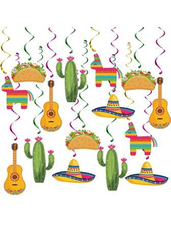 10 件/套墨西哥派对装饰单螺旋吊坠，墨西哥帽螺旋吊坠装饰适用于生日派对、毕业典礼、婚礼、夏威夷装饰