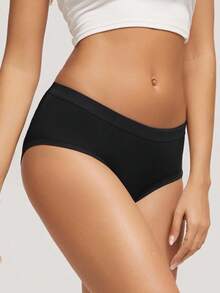 5条/套 女士100%纯棉内裤，高品质柔软透气黑色内裤