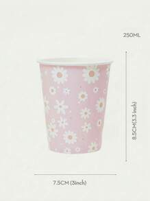 10/25 Vasos de papel desechables con temática de flores frescas, de 9 onzas/250ml, vasos de bebida desechables, vasos de café desechables para fiestas de cumpleaños, adecuados para diversas fiestas, bodas, hogares, oficinas, vasos de bebida, vasos de bebida fría, vasos de té caliente, tazas de café, vasos de comedor, suministros y accesorios para fiestas de cumpleaños