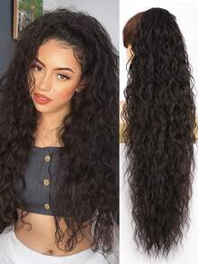 Claw Long Wavy Ponytail Extension Black Brown 30" Curly Pony Tail Clip In Hair Extensions For Women Fluffy Natural Looking Synthetic Hairpiece For Daily Use - 彩色 - 查看 14