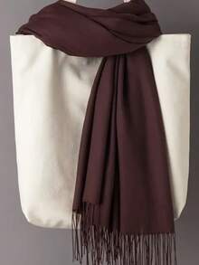 Shawls Scarf Sophisticated Plain Print Social-Xx6161 - Rust Brown - View 2
