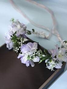 1 件山茶花新娘花冠头带，花卉头饰，可调节丝带女士发环，适用于婚礼、派对、节日、婚礼用品、发饰、发环头饰