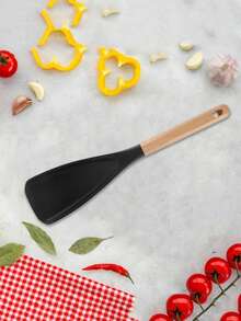 1 bộ phụ kiện nhà bếp - Thìa trộn salad, Thìa xào, Thìa silicon, Thìa xào chảo, Bộ dụng cụ xào chảo, Đồ dùng nhà bếp, Đồ nấu ăn, Chịu nhiệt độ cao, Bánh kếp gia dụng, Thìa chiên trứng dày, Thìa nấu ăn silicon đa chức năng cho chảo chống dính - Dụng cụ khuấy, múc và cạo lý tưởng, Cán gỗ, Màu đen - Nhiều màu - Xem 12