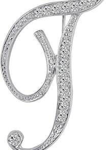 1 件 A-Z 26 个字母别针胸针镀银金属胸针别针-透明水晶首字母胸针 - 銀色 - 查看 5