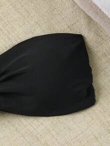 新款春夏优雅性感黑色纯色三件式比基尼泳衣，适合海滩、度假、派对、约会等场合。 - 黑色 - 查看 4